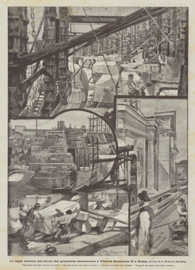 A II. Vittorio Emanuele grandiózus római emlékművének munkálatainak jelenlegi állása (litho) alkotó: Italian School