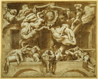 Casa Orsi homlokzata, Lelio Orsi után (toll és barna tinta barna mosással és magasítással) alkotó: Italian School