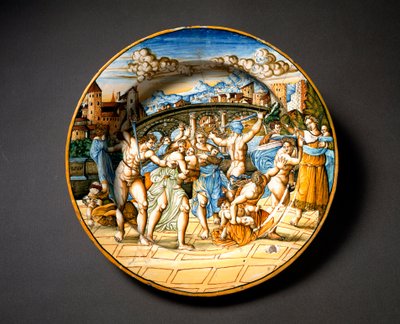 Az ártatlanok lemészárlása. Az olaszországi Fontana műhelyben Urbinóban gyártott kerámialemez. 1566 Firenze környékén, Museo Nazionale del Bargello alkotó: Italian School