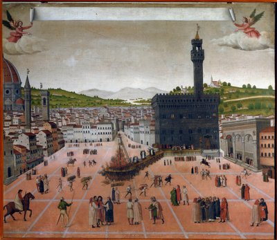 Girolamo Savonarola máglya a Piazza della Signoria-n, Firenzében 1498-ban (festmény) alkotó: Italian School