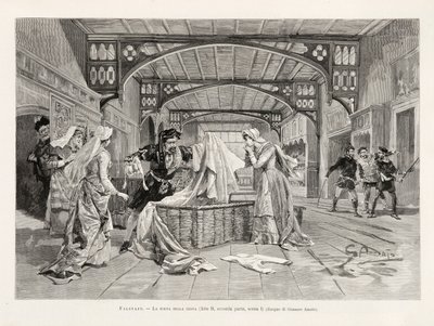Giuseppe Verdi Falstaff című operájának kosár jelenete (II. felvonás, második rész, I. jelenet) a L