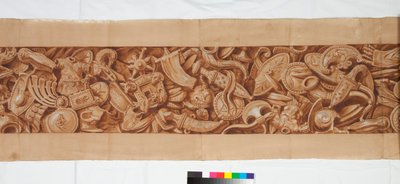 Három rajz az antik után, 1750 körül (barna festéssel erősített ecsetrajz halvány jelzés felett fekete krétával) alkotó: Italian School