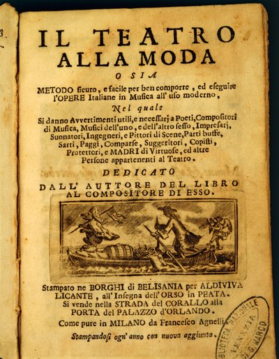 A „Teatro della Moda” címoldala, szerző: Benedetto Marcello (litho) alkotó: Italian School