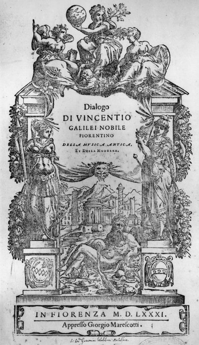 Vincenzo Galilei Della Musica Antica et (sic) della Moderna címlapja, 1581 alkotó: Italian School