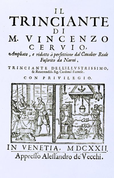 Egy olasz szakácskönyv címlapja, kocsma. Velence, 1622 alkotó: Italian School
