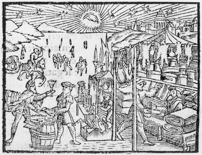 Kereskedelem Skandináviában, illusztráció Olaus Magnus (1490-1558) Az északi nemzetek története című könyvéből, megjelent Rómában, 1555 alkotó: Italian School