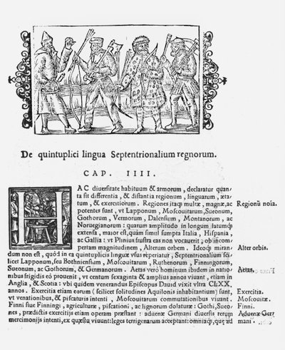 Különféle nyelvek, illusztráció Olaus Magnus (1490-1558) Az északi nemzetek története című könyvéből, megjelent Rómában, 1555 alkotó: Italian School