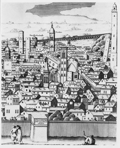 Bologna látképe (metszet) alkotó: Italian School