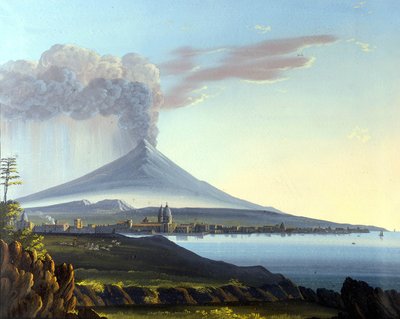 Kilátás a kitörő Etnára alkotó: Italian School