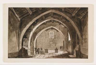Kilátás egy templombelsőre, 19. század eleje (toll és barna tinta és mosás fekete krétával) alkotó: Italian School