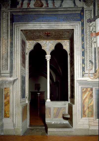 Kilátás az 1299-1314-ben épült Liliomcsarnok ablakára alkotó: Italian School