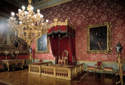 Kilátás a Trónteremre vagy a Chamberlains Roomra 19. századi királyi apartmanok, Palazzo Pitti, Firenze Olaszország alkotó: Italian School