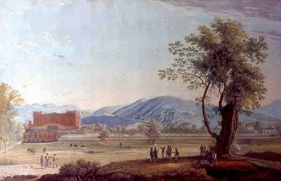 Kilátás a villára és a parkra (akvarell, papír) alkotó: Italian School