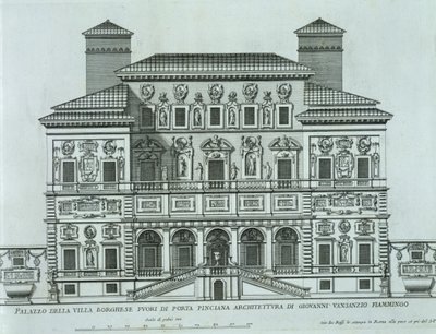Kilátás a Villa Borghese homlokzatára, Rómában alkotó: Italian School