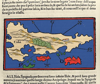 Kilátás Kuba szigetére. Isolario (szigetek térképe), készítette: Benedetto Bordone. Velence 1547 alkotó: Italian School
