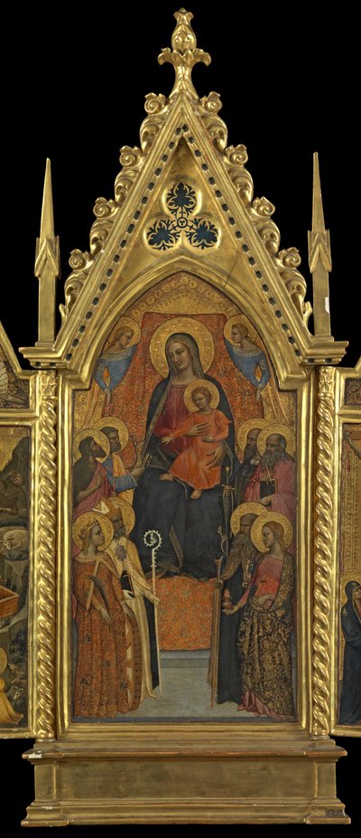 Szűz és Nyolc szenttel trónoló gyermek (középpanel), 1330-70 körül (tempera a panelen) alkotó: Italian School