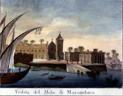 Rakpart Mozambikban, az egykori portugál tartományban. alkotó: Italian School