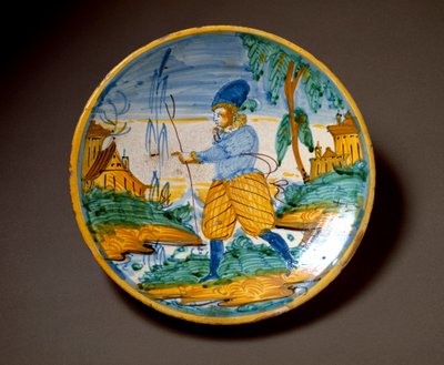A nemesség fiatalembere. Az olaszországi Viterbóban gyártott kerámialemez. 16. század vége Firenze, Museo Nazionale del Bargello alkotó: Italian School