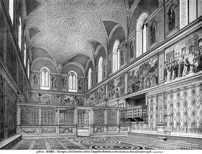 A Sixtus-kápolna belsejét ábrázoló rajz az 1508-as felújítás előtt alkotó: Italian School Italian School
