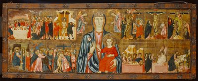 Madonna és gyermek és két angyal tizenkét jelenettel a Passióból, 1310 körül (tempera a panelen) alkotó: Italian School Italian School