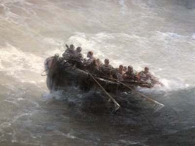 Töredék hajó emberekkel alkotó: Ivan Aivazovsky