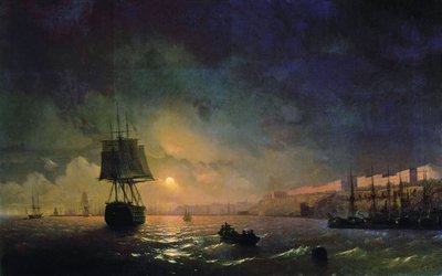 Orosz: "Odessza látképe holdfényes éjszakán" Odessza holdfényben alkotó: Ivan Aivazovsky