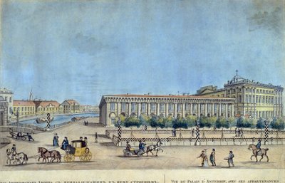 Az Anichkov-palota Szentpéterváron. Ivan Alekszejevics Ivanov (1779-1848) munkája, metszet és akvarell alkotó: Ivan Alekseevich Ivanov