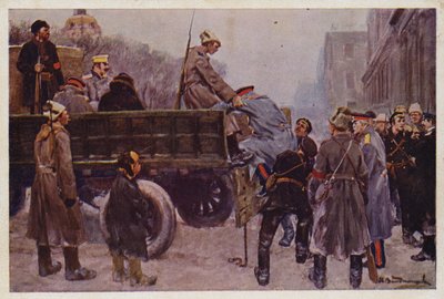 Orosz tábornokok letartóztatása az 1917-es februári forradalom idején alkotó: Ivan Alexeyevich (after) Vladimirov