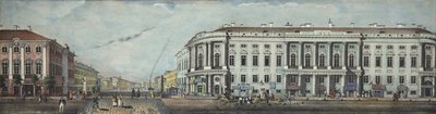 A Rendőrhíd a Sztroganov-palotával. A Nyevszkij sugárút panorámájából, 1830 alkotó: Ivan Alexeyevich Ivanov