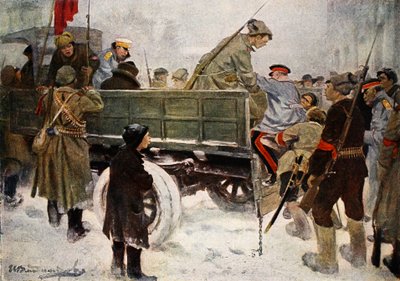 Tábornokok letartóztatása a forradalom idején 1917 februárjában (színes litó) alkotó: Ivan Alexeyevich Vladimirov