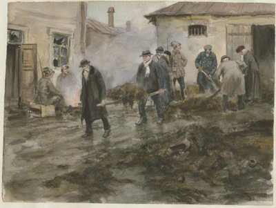 A burzsoázia az istállókat megtisztítja az akvarellsorozatból Orosz forradalom, 1920 alkotó: Ivan Alexeyevich Vladimirov