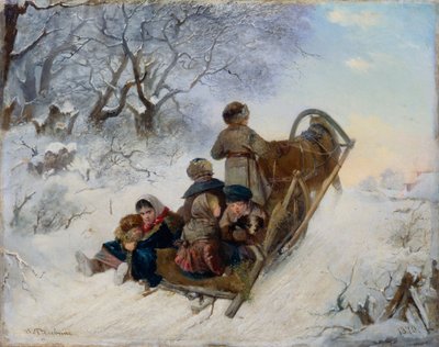 Gyerekek lovasszánon, 1870 alkotó: Ivan Andreyevich Pelevin