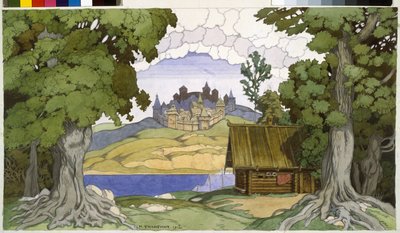 Alekszej Vertovski (1799-1862) "Askold sírja"" című operájának dekorációja. Ivan Jakovlevics Bilibin (Bilibin) (1876-1942) munkája, akvarell papíron alkotó: Ivan Yakovlevich Bilibin
