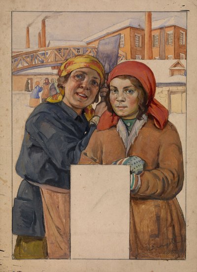 Két gyári munkás, 1925 alkotó: Ivan Georgievich Drozdov