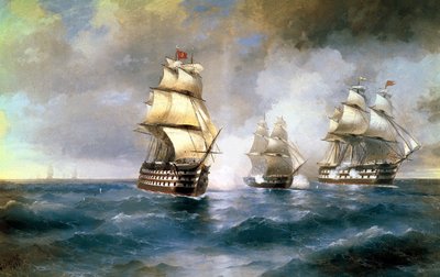 A Brig Mercuryt két török hajó megtámadta 1829. május 14-én. alkotó: Ivan Konstantinovich Aivazovsky
