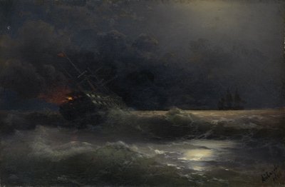 Égő hajó Az orosz-török háború egyik epizódja, 1896 alkotó: Ivan Konstantinovich Aivazovsky