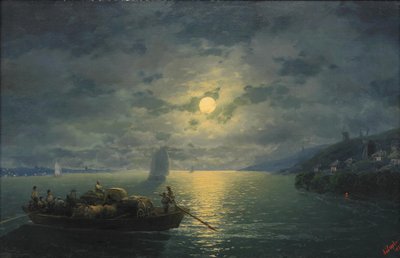 Átkelés a Dnyepr folyón holdfényes éjszakán, 1897 alkotó: Ivan Konstantinovich Aivazovsky