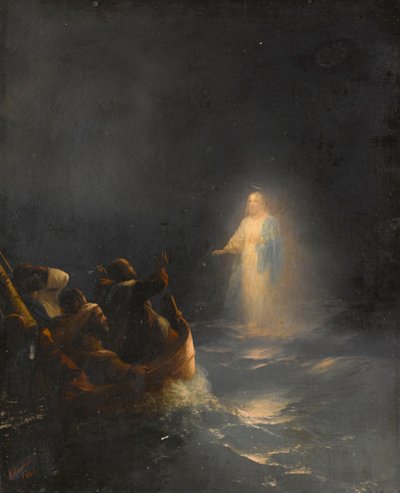 Jézus jár a vízen – Jézus jár a vízen, Aivazovsky, Ivan Konstantinovich (1817-1900). olajfestmény alkotó: Ivan Konstantinovich Aivazovsky