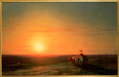 Parasztok visszatérnek a mezőkről napnyugtakor, 19. század alkotó: Ivan Konstantinovich Aivazovsky