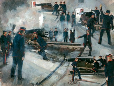 Fegyverek legénysége, Dartmouth Point Battery kazamaták, Dartmouth Castle, 19. század vége, 1990-es évek. alkotó: Ivan Lapper