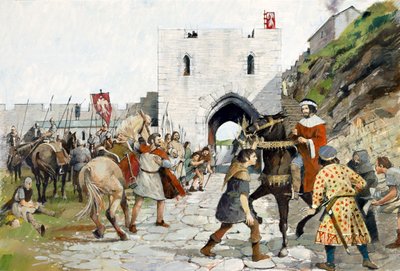 A Tintagel kastély középkori udvara (akvarell, papír) alkotó: Ivan Lapper