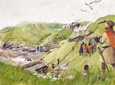 Tintagel Castle a középkorban (akvarell, papír) alkotó: Ivan Lapper