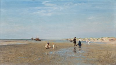 A strandon; A tengerparton alkotó: Ivan Pavlovich Pokhitonov