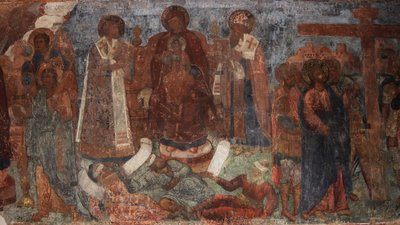 Freskó a Szűzanya-székesegyházban, Novgorod, 18. század eleje. alkotó: Ivan Yakovlevich Bakhmatov