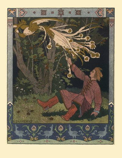 Illusztráció Ivan Carevics, a tűzmadár és a szürke farkas meséjéhez, 1902 alkotó: Ivan Yakovlevich Bilibin