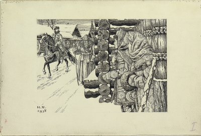 Moszkva utca a 16. században, 1938 alkotó: Ivan Yakovlevich Bilibin