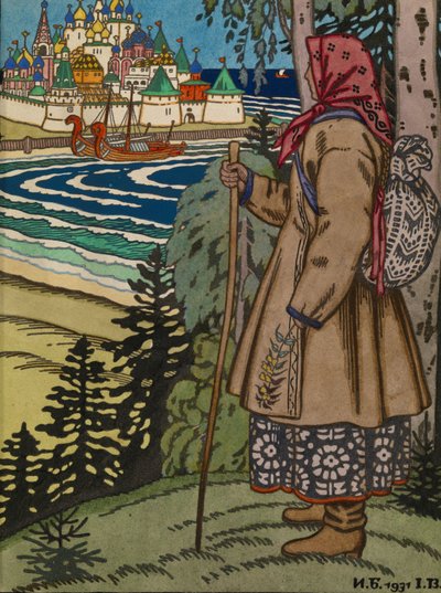 Parasztlány. Illusztráció a Contes de lIsba című könyvhöz, 1931 alkotó: Ivan Yakovlevich Bilibin