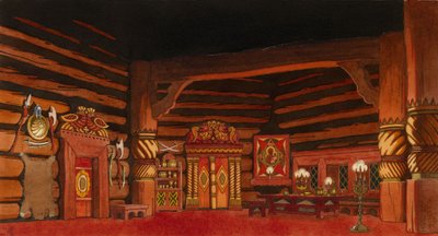 Színpadterve N. Rimszkij-Korszakov A cárok menyasszonya című operájához, 1930 alkotó: Ivan Yakovlevich Bilibin