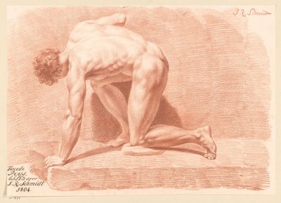 Térdelő férfi akt, oldalnézet (2. díj, 1804) alkotó: Izaak Riewert Schmidt