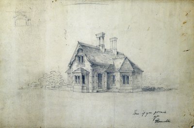 Állomásház, 1850 körül (ceruza papíron) alkotó: J.A. Davies